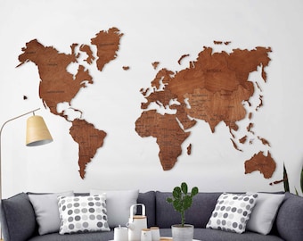 World Map Wall Art Etsy