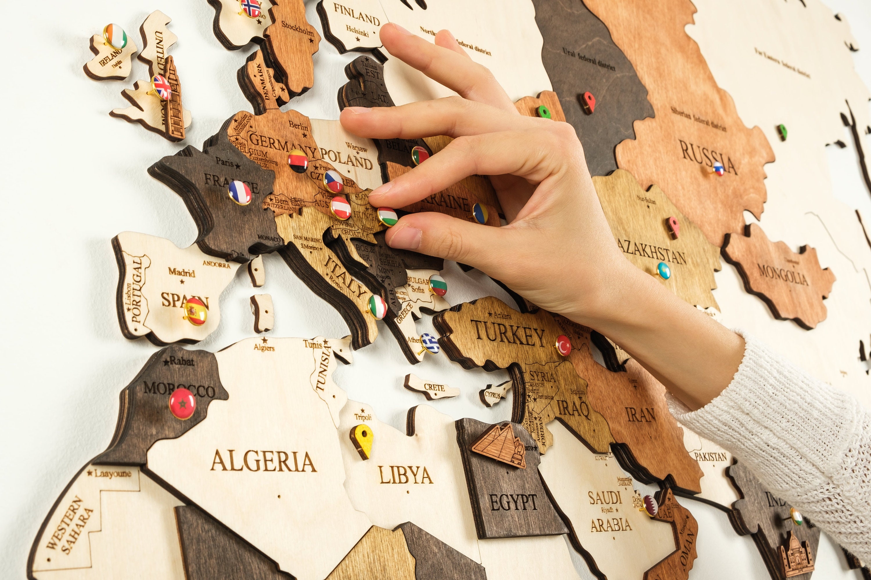 3D World Map Wood Map Wall Art Wood Wall Art Wooden Map Wood | Etsy