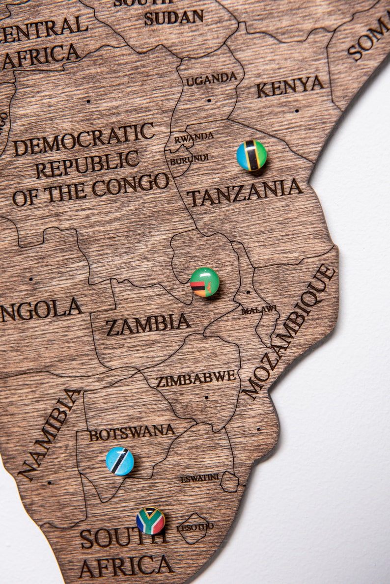 Wood Wall Art Wall Map of the World Map Wooden Travel Push Pin Etsy