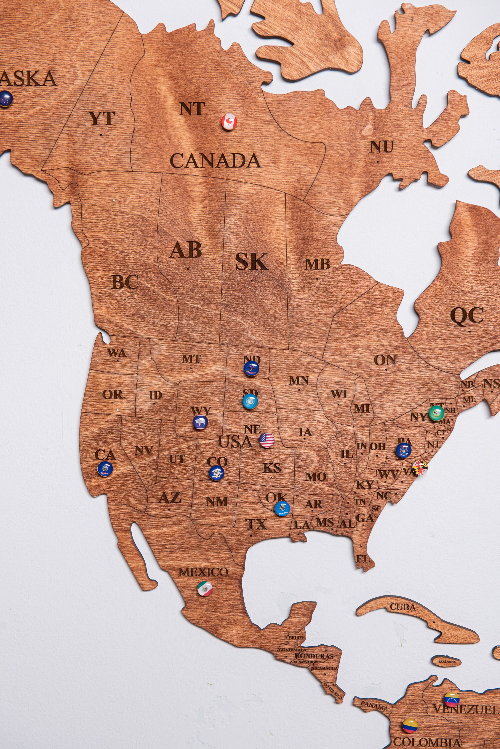 Wood Wall Art Wall Map of the World Map Wooden Travel Push Pin Etsy