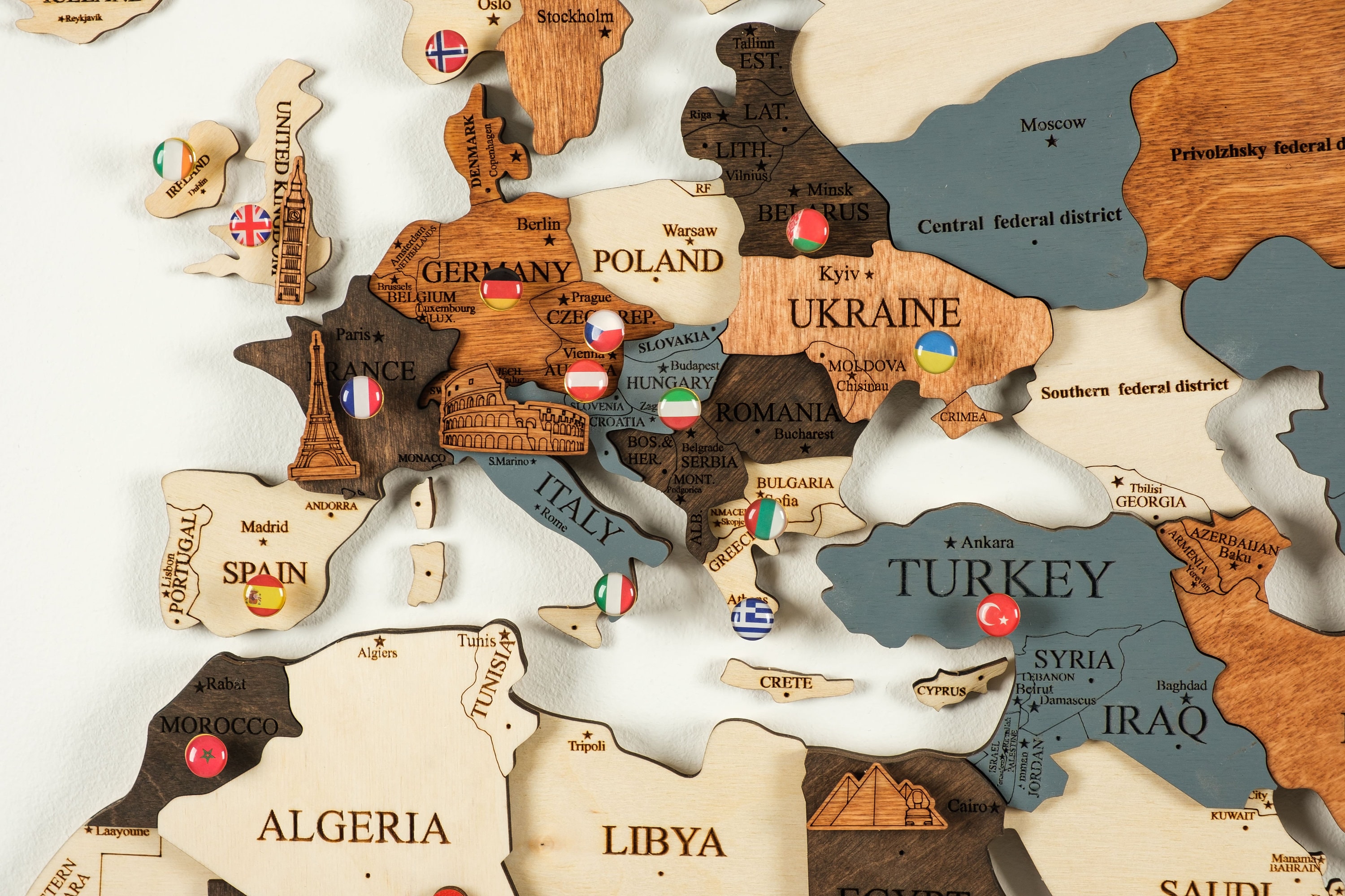 3D Wooden World Map Map of the World Wood Wall Art Large Etsy