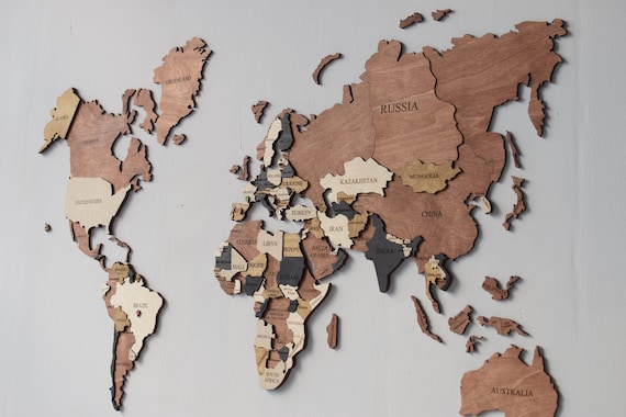 wood map wall art 3d World Map Wood Map Wall Art Wood Wall Art Wooden Map Wood Etsy