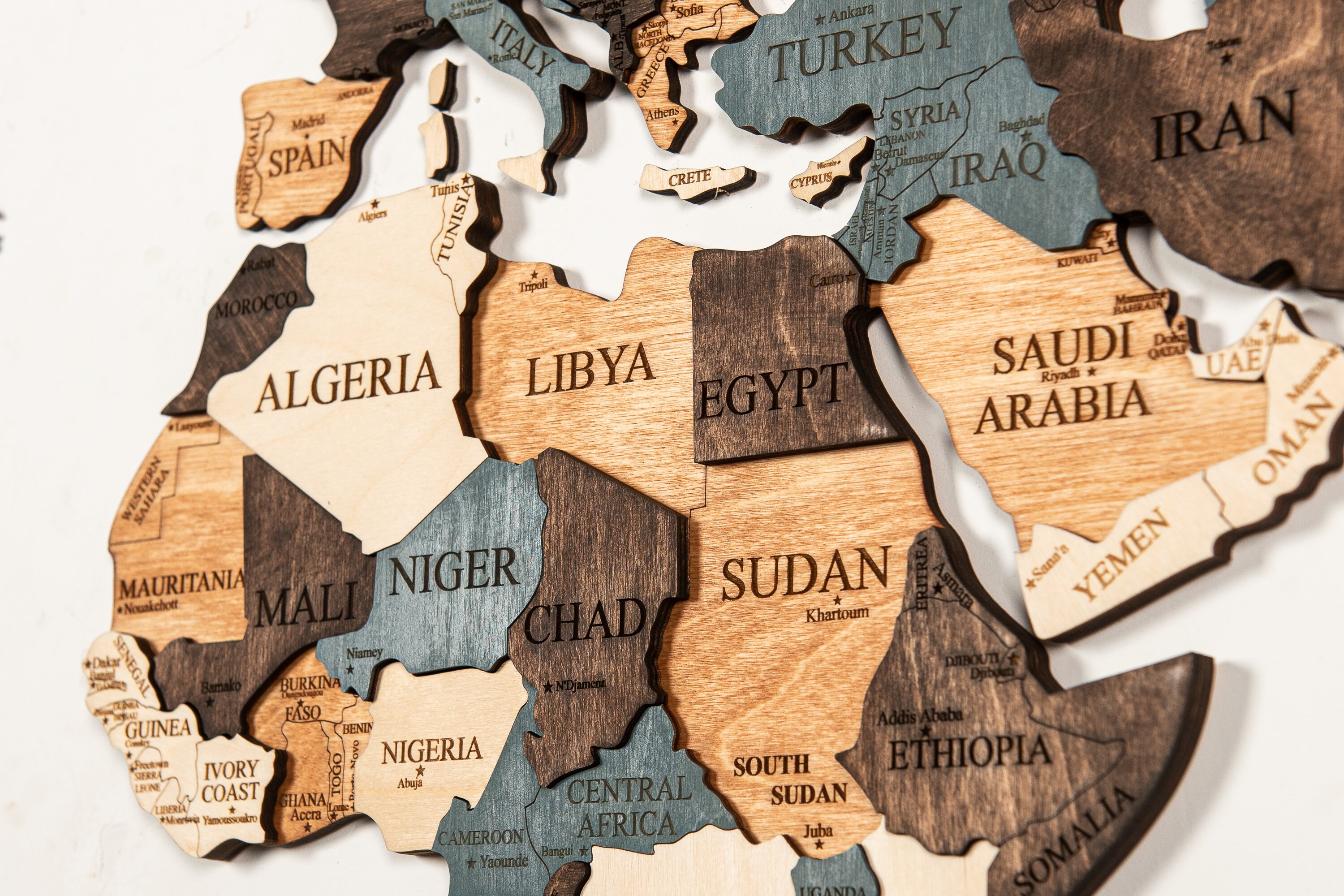 World Map Wall Wooden Map of the World Map Wooden Travel Push Etsy