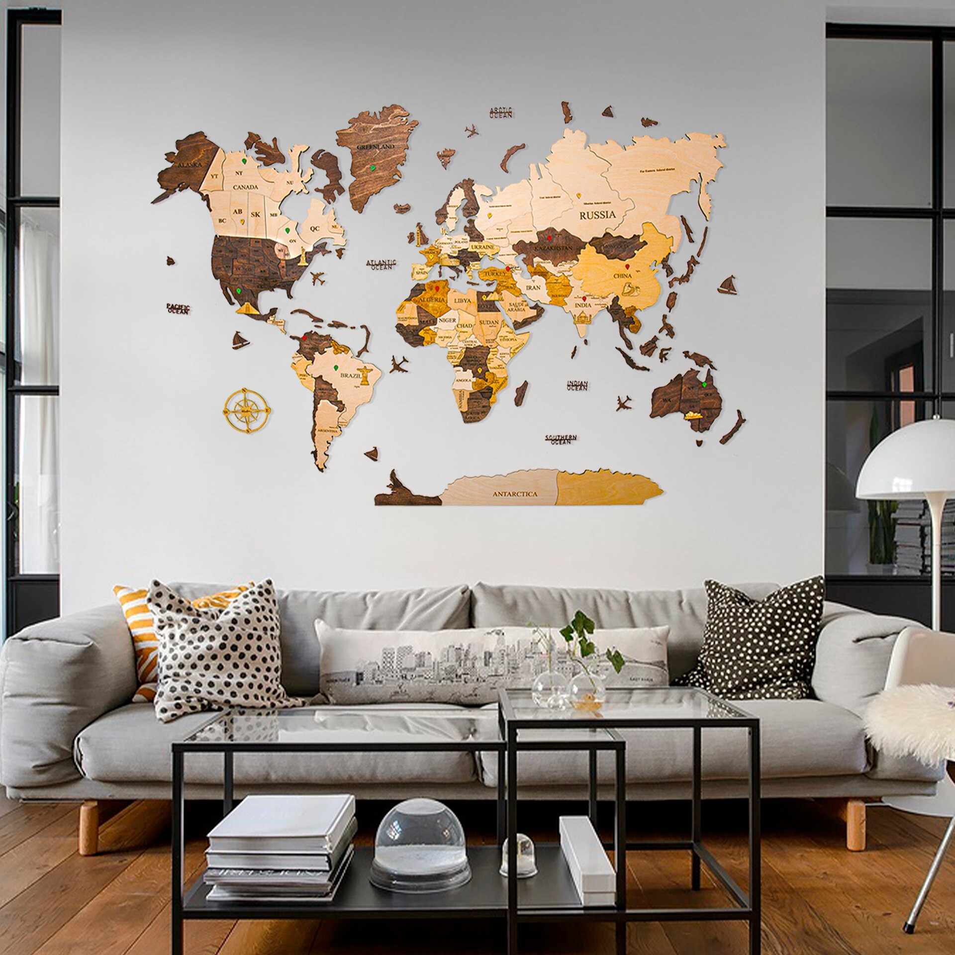 3D World Map Wood Map Wall Art Wood Wall Art Wooden Map Travel Etsy