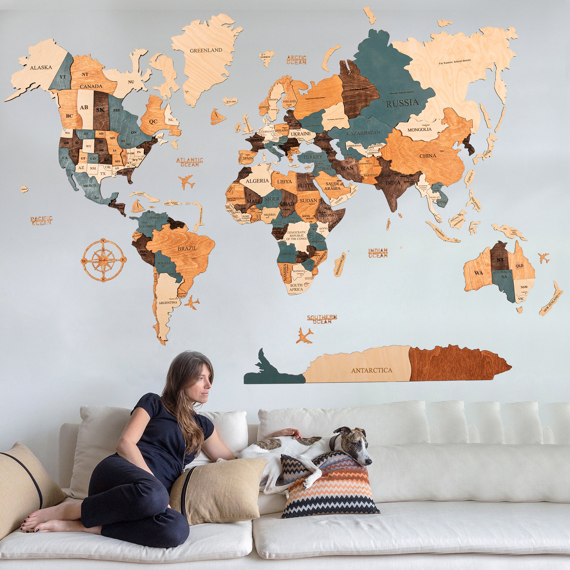 3D World Map Wood Map Wall Art Wood Wall Art Wooden Map Wood Etsy India