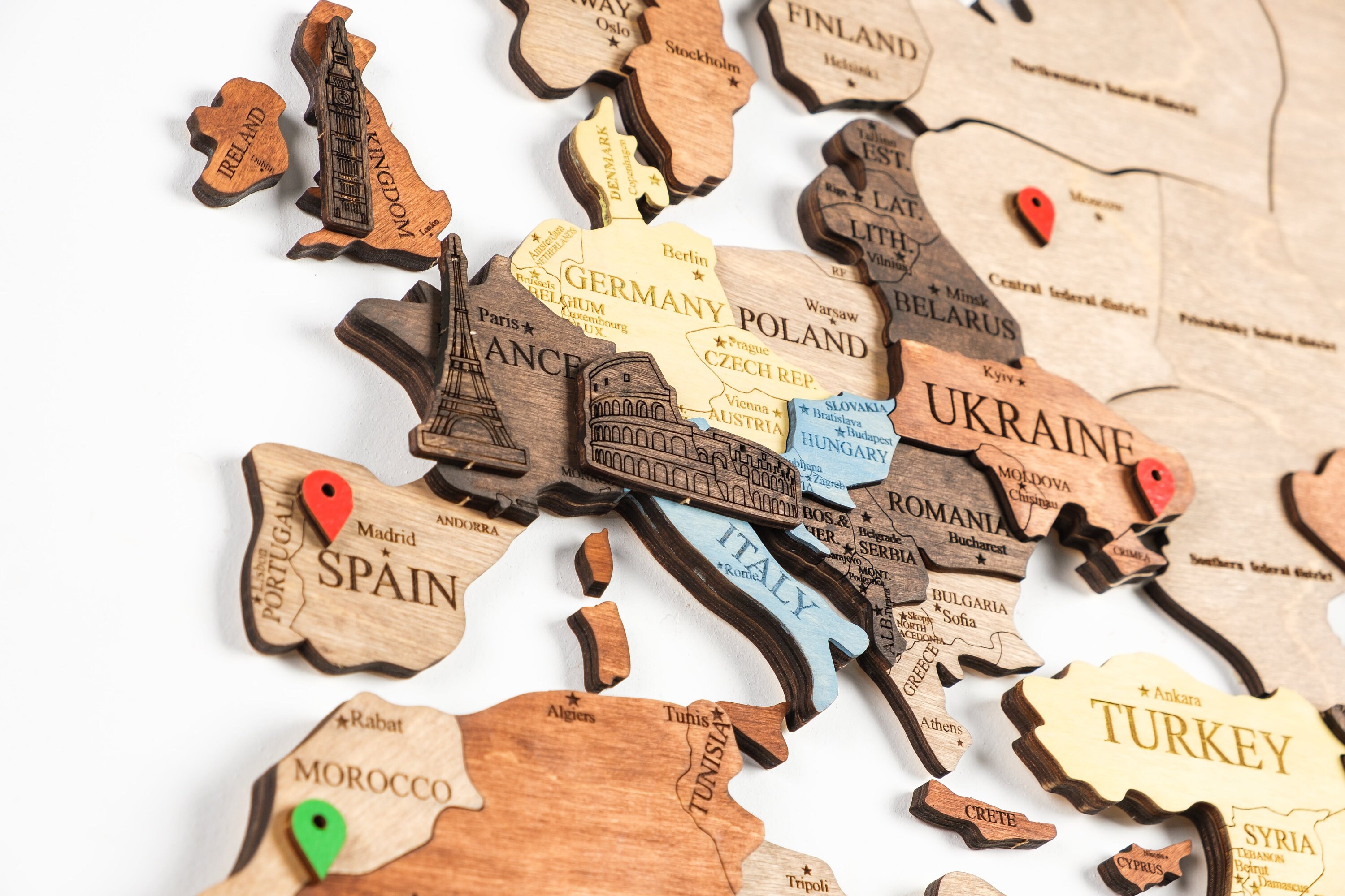 Home Decor Wood Wall Art Wall Map of the World Map Wooden Etsy