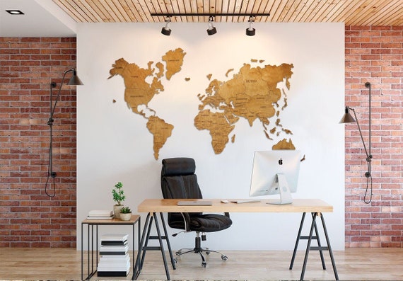 Rustic Wall Map World Travel Map World Map Wall Art World Map Etsy