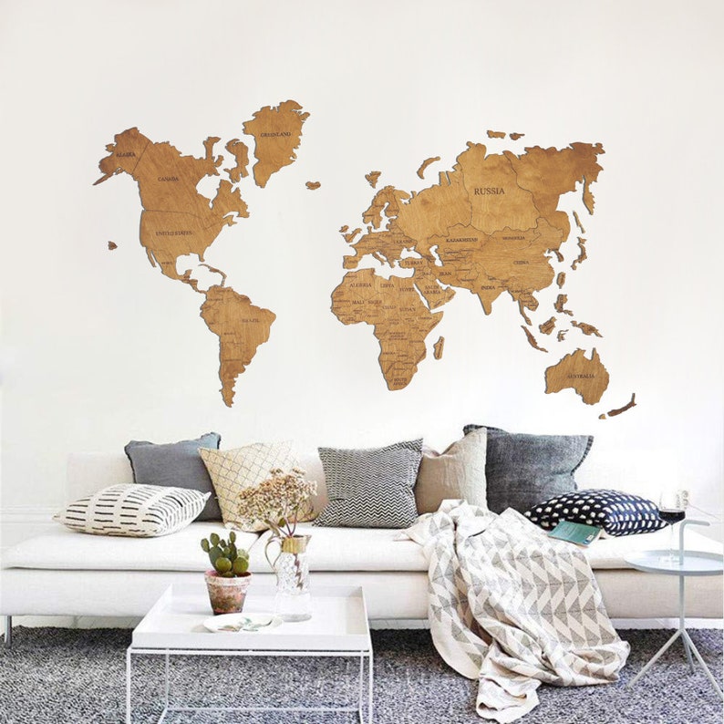 Rustic Wall Map World Travel Map World Map Wall Art World Map Etsy