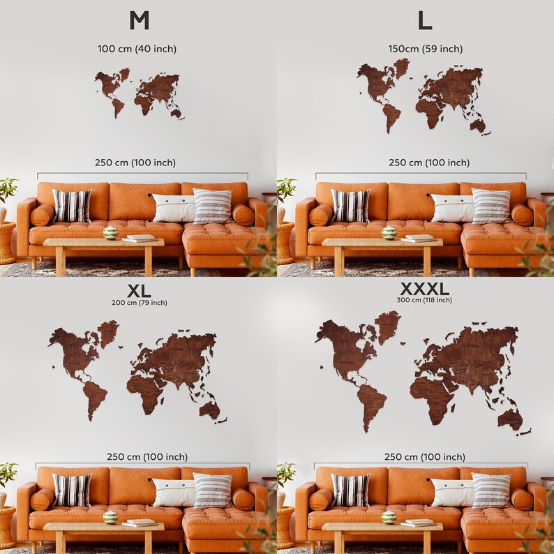Wood Wall Art Wall Map of the World Map Wooden Travel Push Pin Etsy