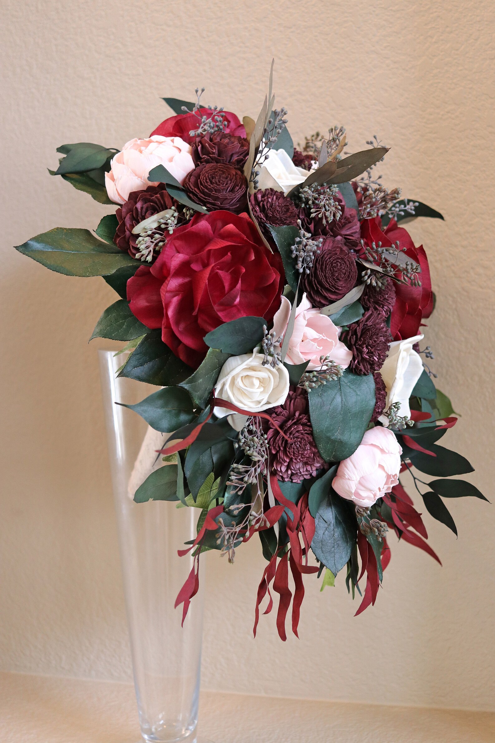 Cascading Wedding Bouquet Sola Wood Flowers Custom Gift Etsy