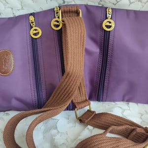 Longchamp mini crossbody bag in nylon lightweight material,violet color messenger bag