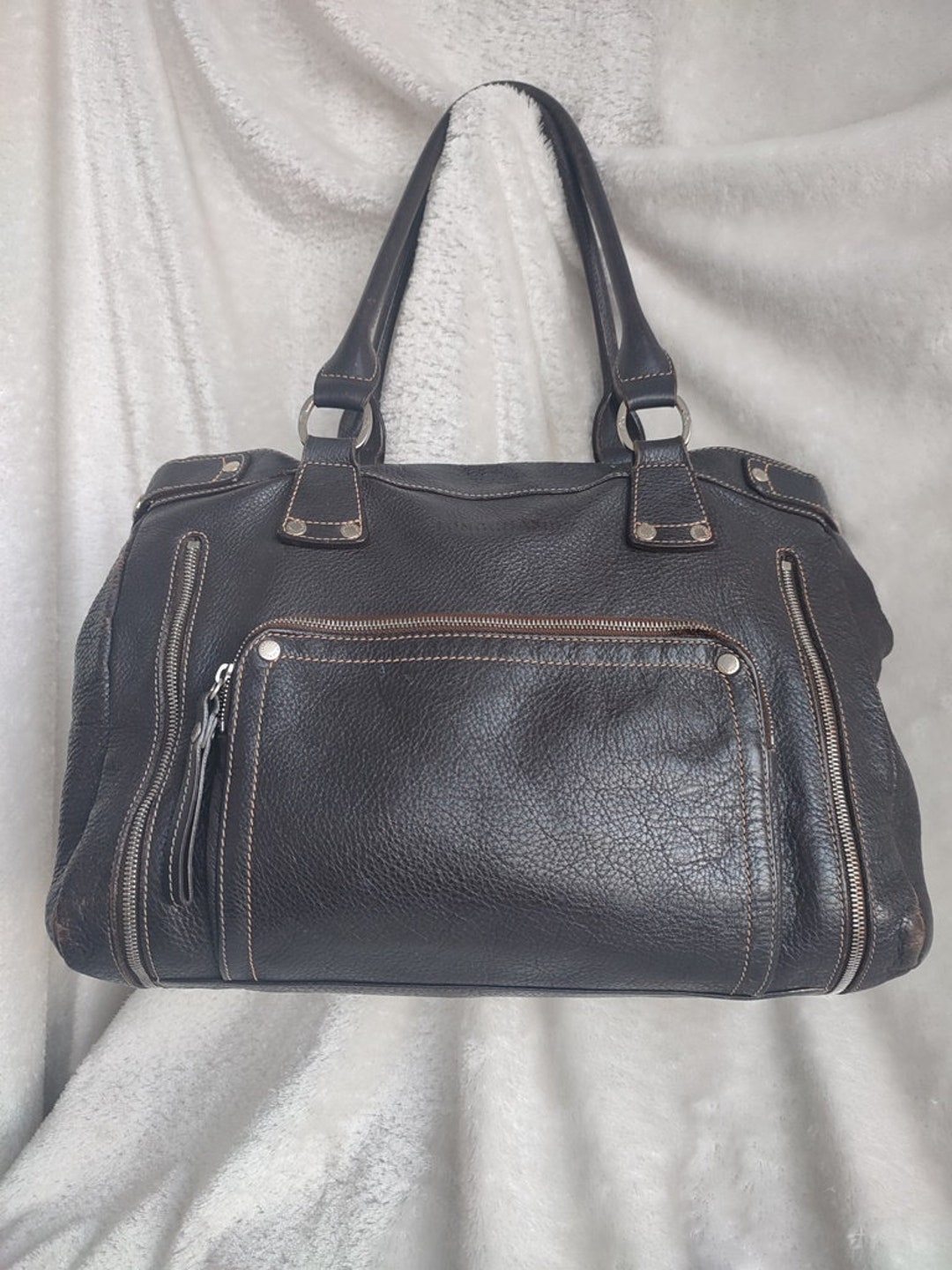 Longchamp Leather Shoulder Bag in Brown Etsy