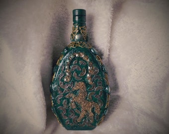 decorated bottles,glass ,copper wire,metal pars