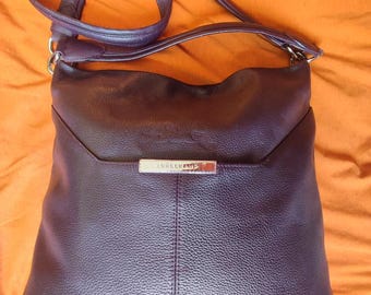 large Longchamp shoulder bag,logo embossed leather,made in France