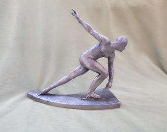 Skater sculpture Skoblikova silumin,factory monument sculpture Leningrad USSR sports