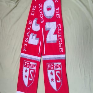 vintage FC Sion Finale De Coupe De Suisse Bufanda Roja 2009, hecho en Inglaterra