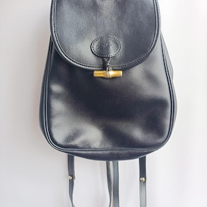 Mochila vintage de piel negra Longchamp