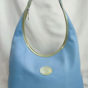 Longchamp shoulder hobo nylon bag light blue