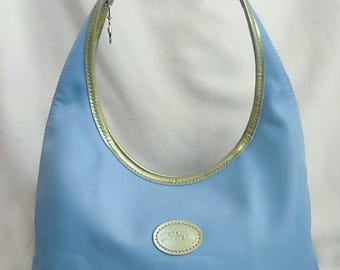 Longchamp shoulder hobo nylon bag light blue