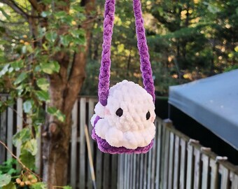 Adorno de coche fantasma de ganchillo - Mini peluche colgante, decoración de Halloween