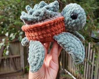 Peluche de tortuga suculenta de ganchillo Amigurumi, Animal de peluche, Criatura marina oceánica