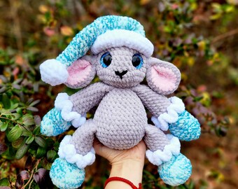 Ratón de peluche de ganchillo: ojos pintados a mano, 30 cm