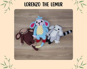 PATRÓN DE GANCHILLO PDF: Lorenzo el Lémur