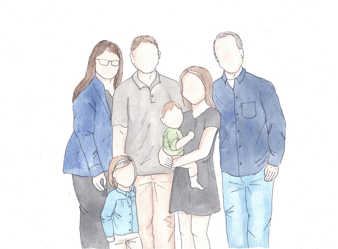 Custom Hand Painted Family Portrait | Etsy