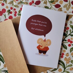 Carte d'anniversaire : éléphant sarcastique