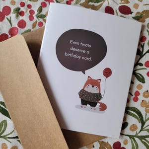 Carte d'anniversaire : renard chatte grossière