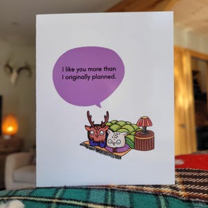 Carte d'amour : cerf et biche sarcastiques