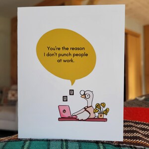 Carte amour/amitié : canard oie devant l'ordinateur