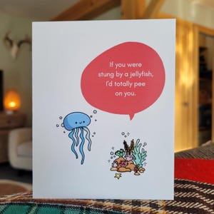 Carte amour/amitié : pipi de méduse