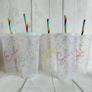 Personalised Confetti Cold Cup with Straw: Colour Changing 24oz