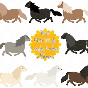 Trottant poneys Clipart | Poney Clipart | Poney graphiques | Poney imprimable | Téléchargement instantané | Art numérique mignon | Poney png | Galop galop