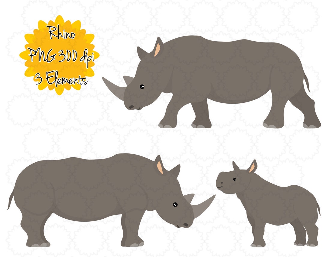 Rhino Clipart Rhino Baby Clip Art Rhino Graphic Png Rhino Printable