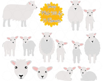 Ovejas & Cordero Clipart / Gráficos de ovejas / Corderos imprimibles / Descarga instantánea / Arte digital de ovejas / Clip de cordero / Oveja Descargar png