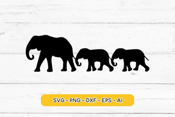 Line of Elephants Holding Tails SVG & DXF File Elephant SVG - Etsy