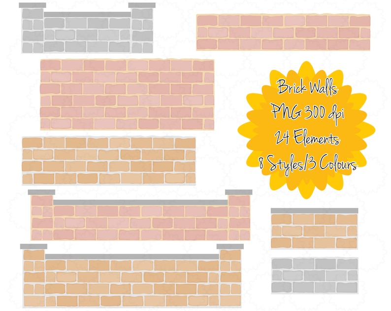 Brick Wall Clipart Wall Clip Art Wall Graphics Brick Printable Instant