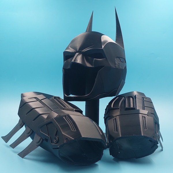 3D Printed Bat Cowl and Arms Armor / Helmet Replica for Cosplay and Collectibles