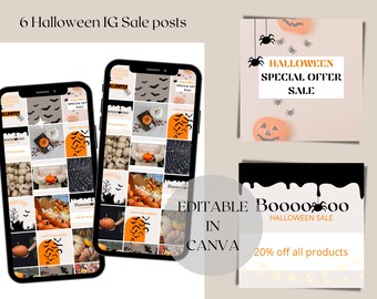 Hallloween tamplates, Halloween ig templates, Halloween business,Business Halloween Sale Templates, Sale Templates Instagram,Canva Halloween