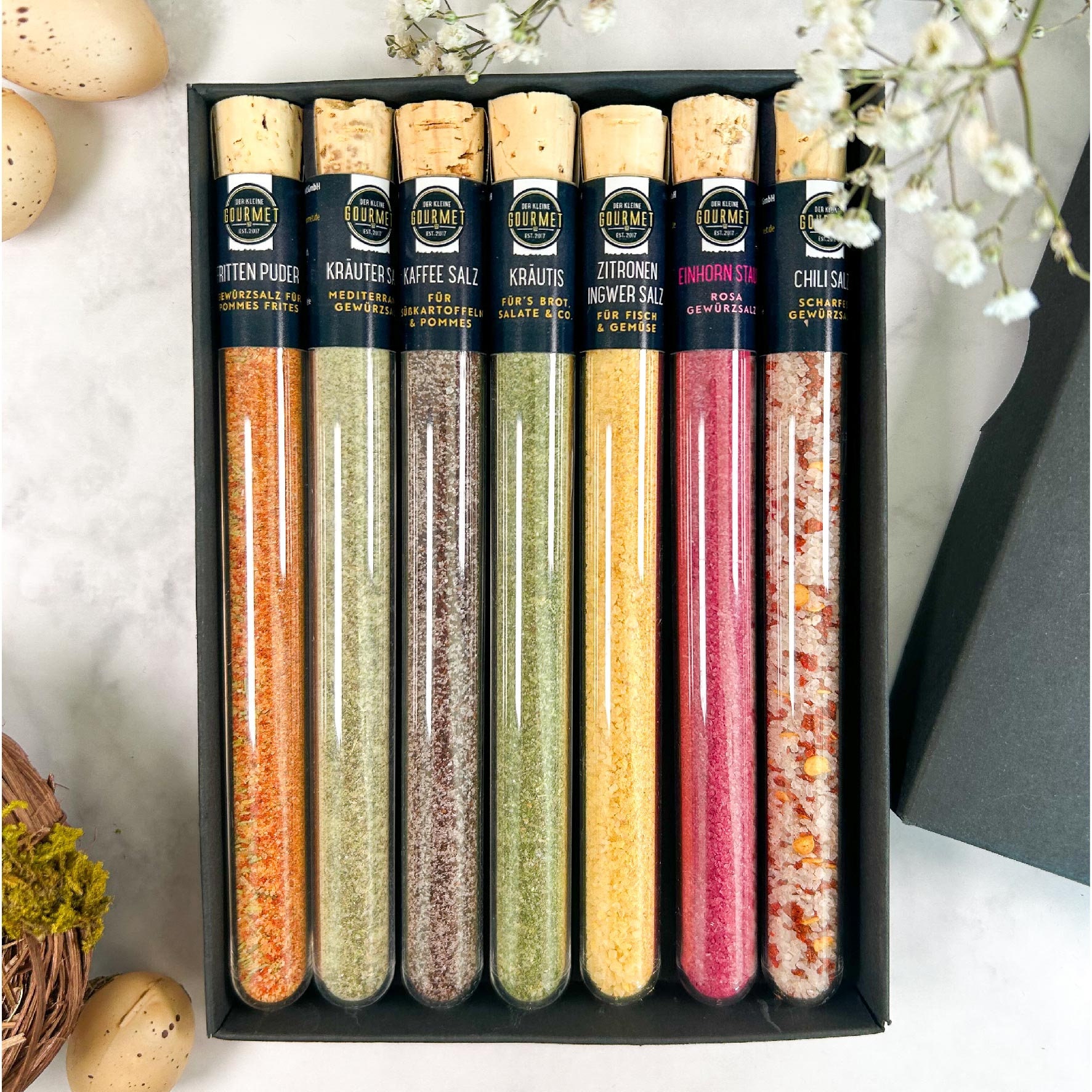 Gift set with 7 spices in a test tube / salt and pepper / gift box with spices for Easter / birthday / Santa Claus / Secret Santa