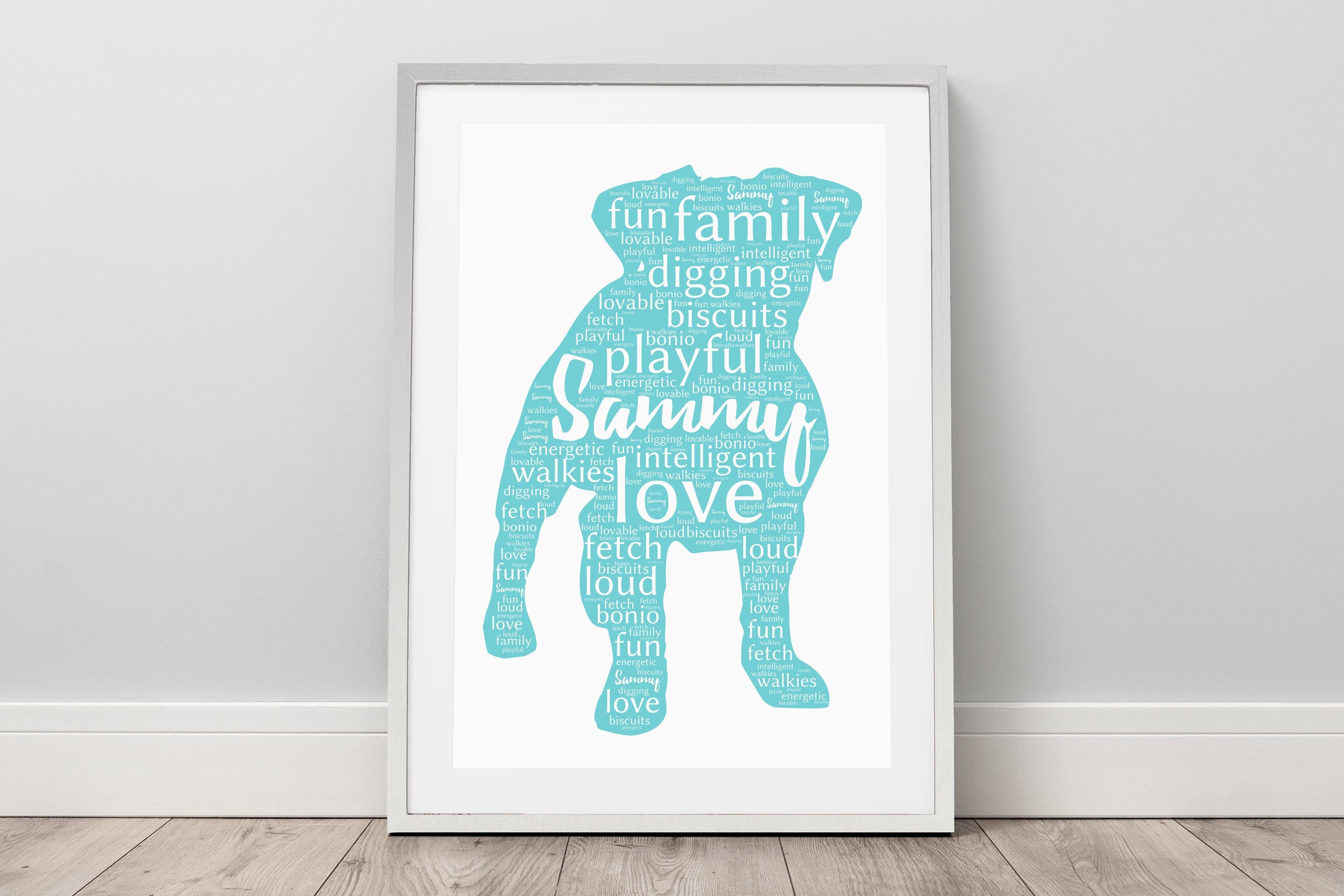 Personalised pet word art print for animal lover. Personalised Etsy