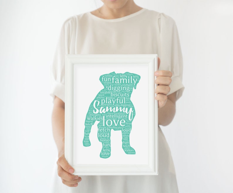 Personalised pet word art print for animal lover. Personalised Etsy
