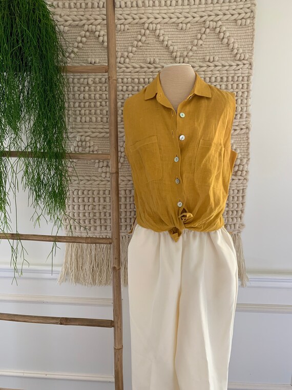 Linen Sleeveless Button Top - image 2