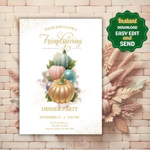 Invito MODIFICABILE per il Ringraziamento / E-card per la festa del Ringraziamento / Inviti digitali per eventi del Ringraziamento / Download immediato di biglietti del Ringraziamento