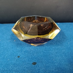 Beautiful Vintage Mid Century Modernist Glass Ashtray Brown Tone