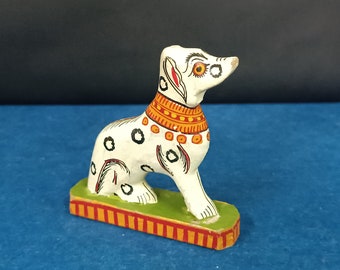 Vintage India Handcarved Dog Wood Figurine