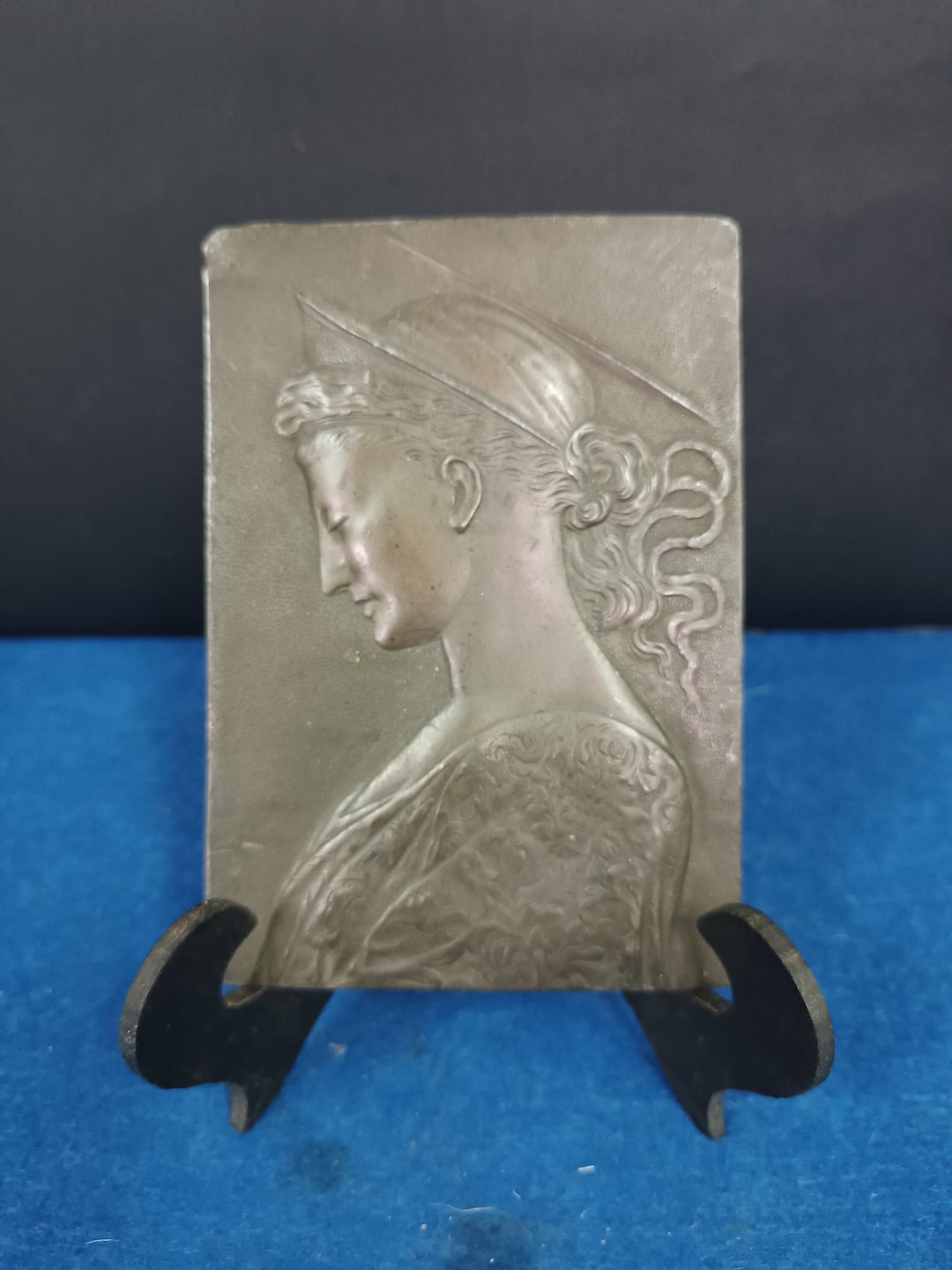 Antique Metal Art Nouveau Placque Contessina De Bardi as Artemisa by