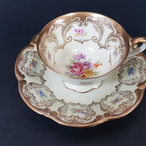 Vintage Beautiful Cup and Saucer marked Tirschenreuth Bavaria Germany
